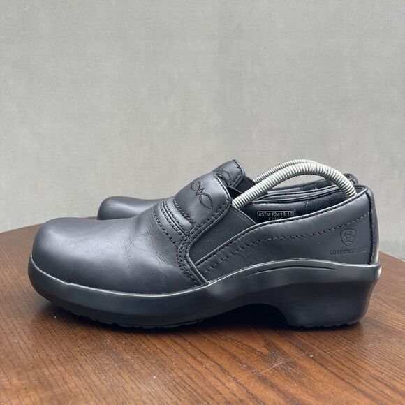 Ariat Shoes - Ariat Clog Shoes Women's 10B Black Leather Expert Safety  Composite Toe 10011976